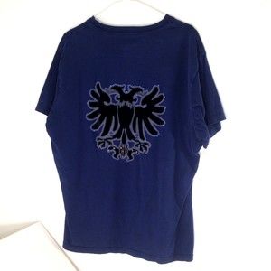 Vintage XRay Brand Women's Blue Designer V Neck Top Shirt Size XL 2-Sided Eagle